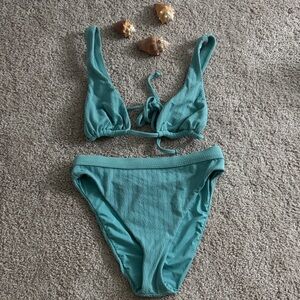 Dippin Daisy’s Teal Textured Bikini Set